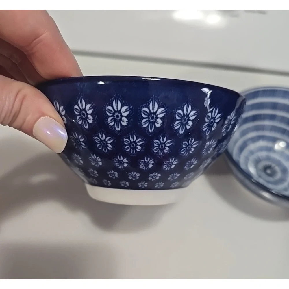 IKEA Entusiasm Blue White Japanese‎ Inspired Pattern Feldspar Porcelain Bowls